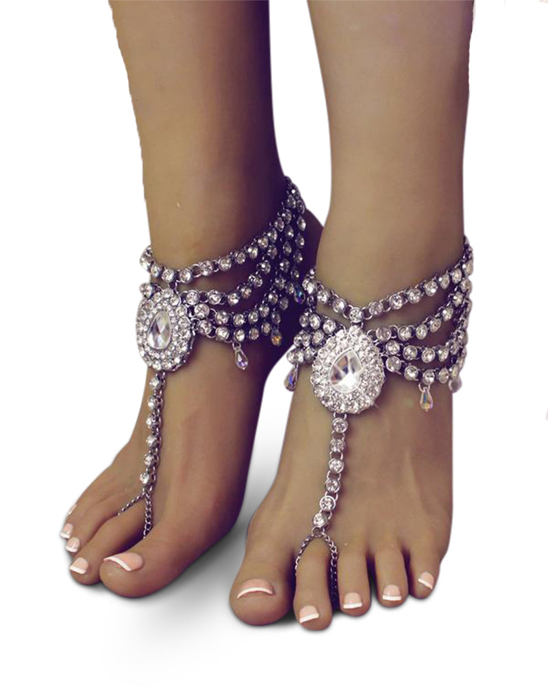 Fatima Silver Barefoot Sandals