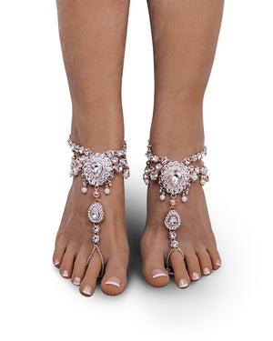 Geneva Rose Gold Barefoot Sandals / Anklets