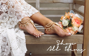 Shop All Items: barefoot sandals, foot jewelry, anklets, hand chain and hair jewelry from Bare Sandals