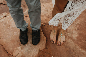 Bride and Groom Barefoot in the Desert