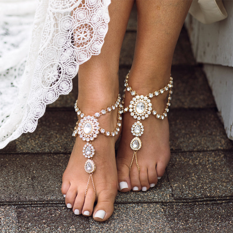 ELEGANCE barefoot sandals wedding foot jewelry pearl barefoot jewelry –  Catherine Cole