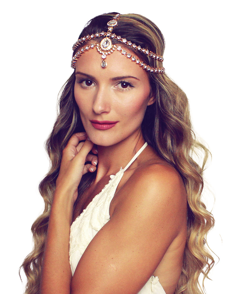Dulce Gold Head Chain Bridal Hair Jewelry from Bare Sandals: Boho