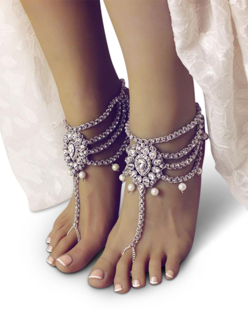 Amour Silver Barefoot Sandals