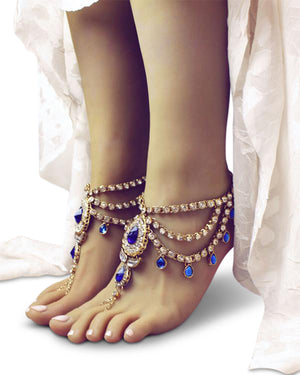 Bali Gold and Blue Barefoot Sandals
