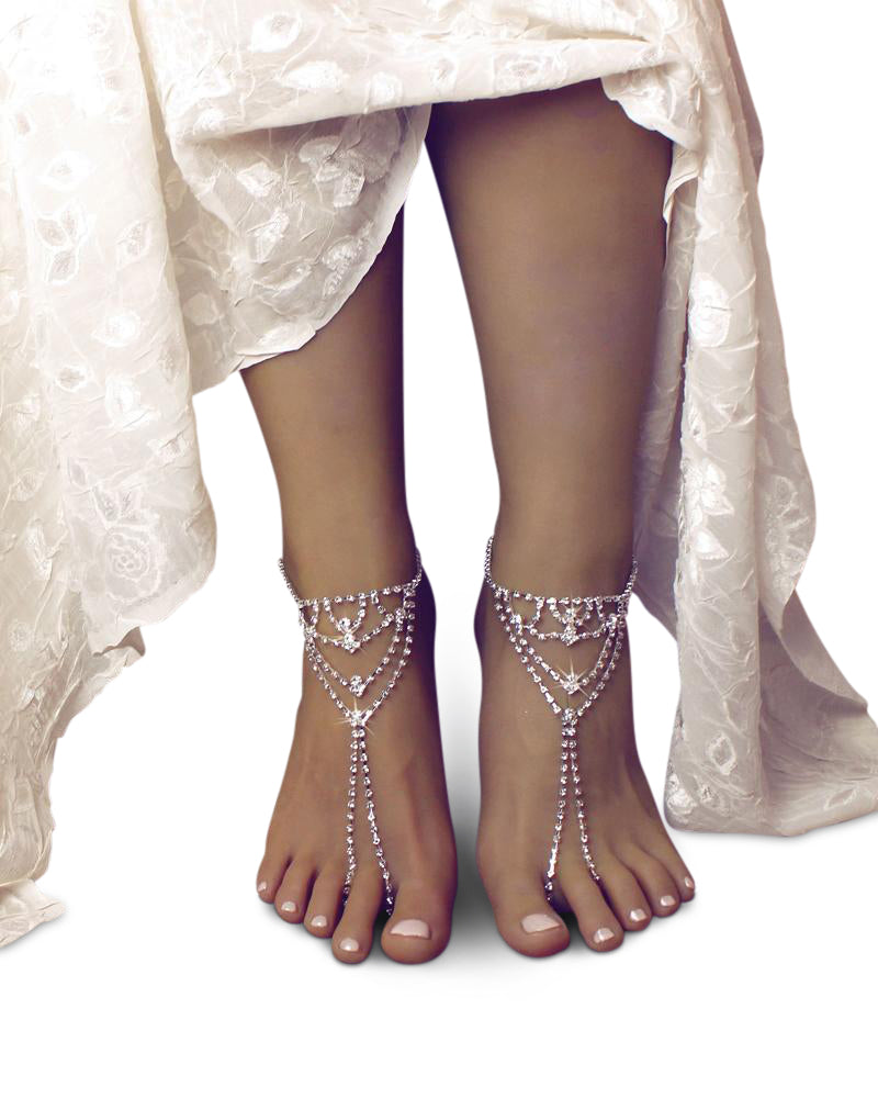 Falso Pearl Bowknot Anklet Barefoot Sandals Lovely Cloth - Temu