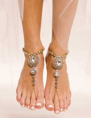 Zelda Gold Barefoot Sandals