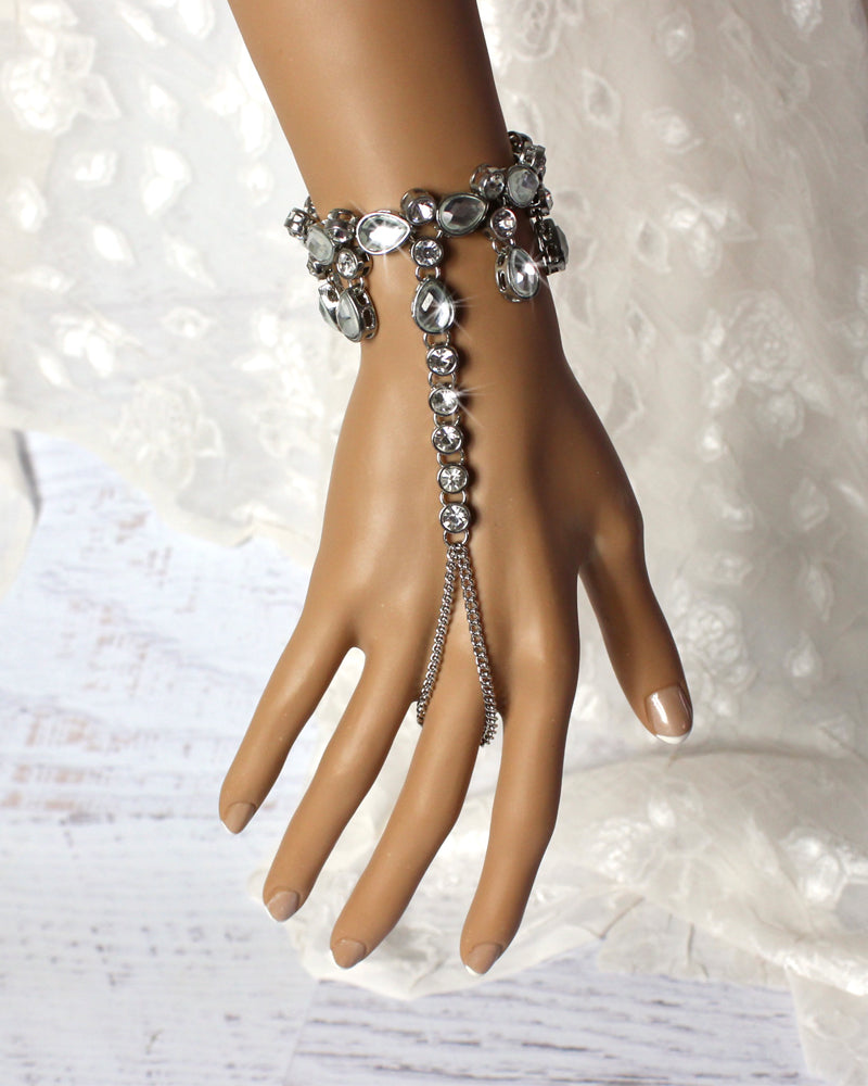 Bomine Crystal Finger Bracelets Ring Hand Chain India | Ubuy