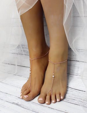 Rina Rose Gold Barefoot Sandals